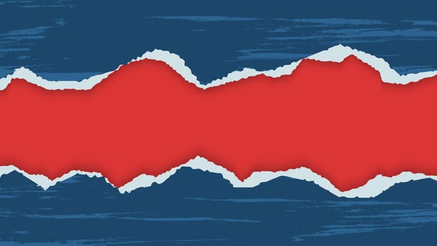 Abstract Grunge Dark Blue Paper Ripped Frame Design Template in Red Background vector