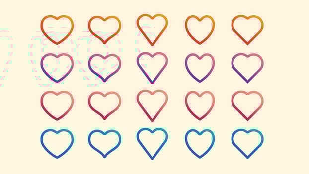 Set of Valentine Love Heart Symbols Isolated Vector Pack Hand-Drawn Gradient Icons