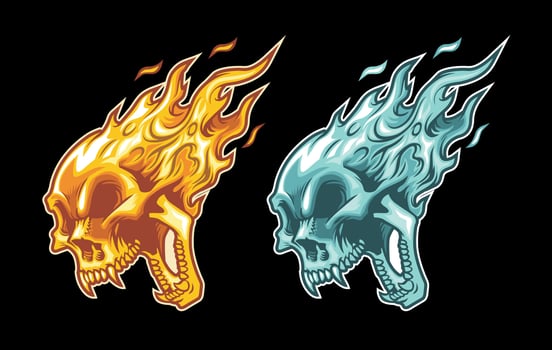burning skull set vector
