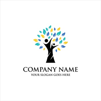 human Tree logo design, people healthy logo template vector