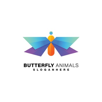 butterfly colorful logo design gradient vector