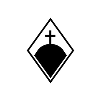 christian cross in hill symbol vector illustration. Calvary Crosses, hill and mountain with holy christian cross logo, church of Catholic in nature landscape .