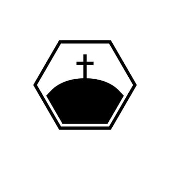 christian cross in hill symbol vector illustration. Calvary Crosses, hill and mountain with holy christian cross logo, church of Catholic in nature landscape .