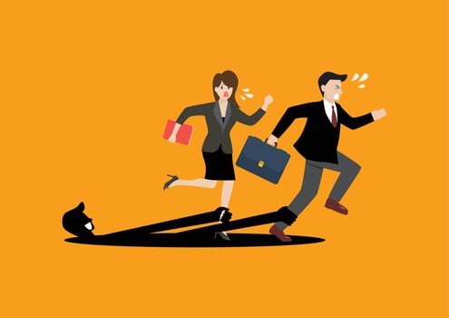 Shadow hands pulling a businessmanand woman vector