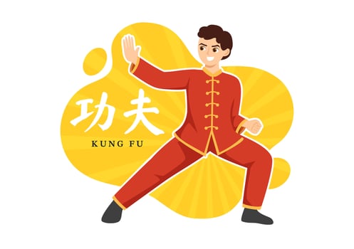 Kung Fu Illustration with People Showing Chinese Sport Martial Art in Flat Cartoon Hand Drawn for Web Banner or Landing Page Templates vector