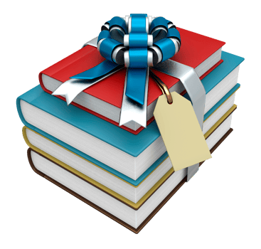 stack of gift books tied with ribbon and bow png