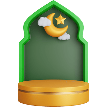 3d rendering muslim window ornament with podium isolated png