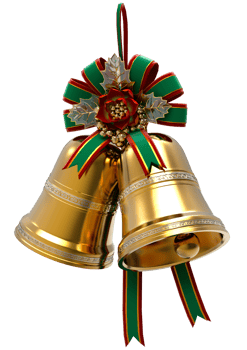 gold bell with ribbon png