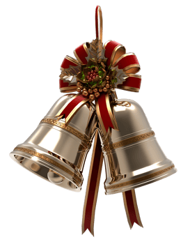 gold bell with ribbon png