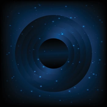 Dark blue abstract background with  circles and spots glowing vector
