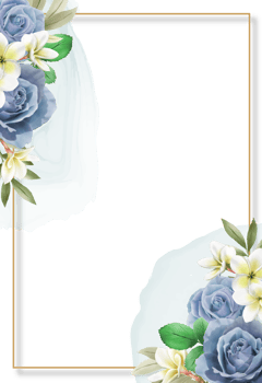 Elegant royal blue roses wedding invitation card png