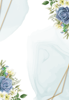 Elegant royal blue roses wedding invitation card png