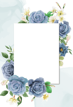 Elegant royal blue roses wedding invitation card png
