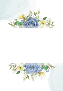Elegant royal blue roses wedding invitation card png