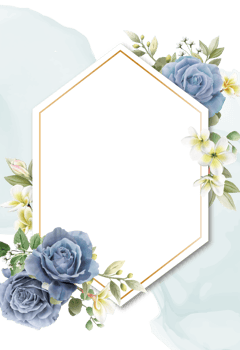 Elegant royal blue roses wedding invitation card png