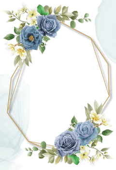 Elegant royal blue roses wedding invitation card png