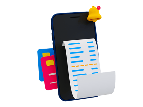 3d minimal online shopping payment. moneyless checkout concept. smartphone with credit cards and a bell icon. 3d rendering illustration. png