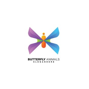 butterfly colorful logo vector design gradient icon