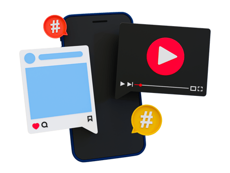 3d minimal increase in the popularity of social media. social media mock-up. smartphone with a social media screen. 3d illustration. png