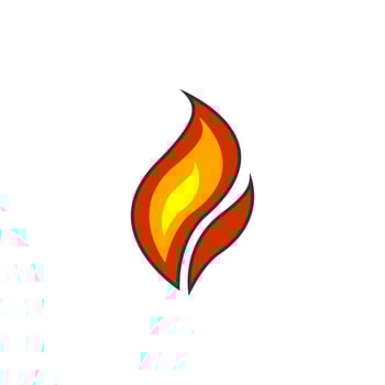 Cartoon fire vector icon on white background