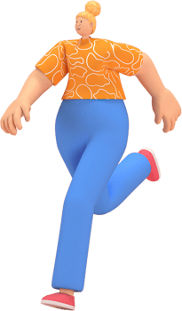 character woman orange shirt blue pants doing activities png