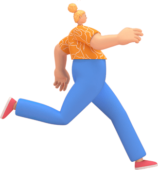 character woman orange shirt blue pants doing activities png