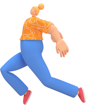 character woman orange shirt blue pants doing activities png