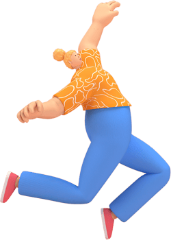 character woman orange shirt blue pants doing activities png