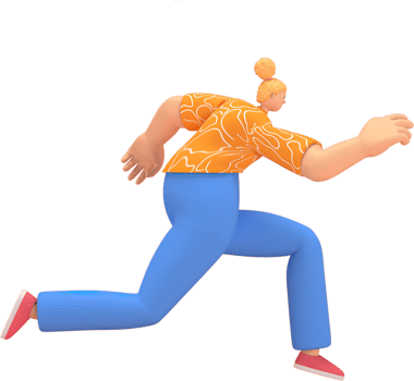 character woman orange shirt blue pants doing activities png