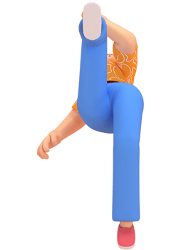character woman orange shirt blue pants doing activities png