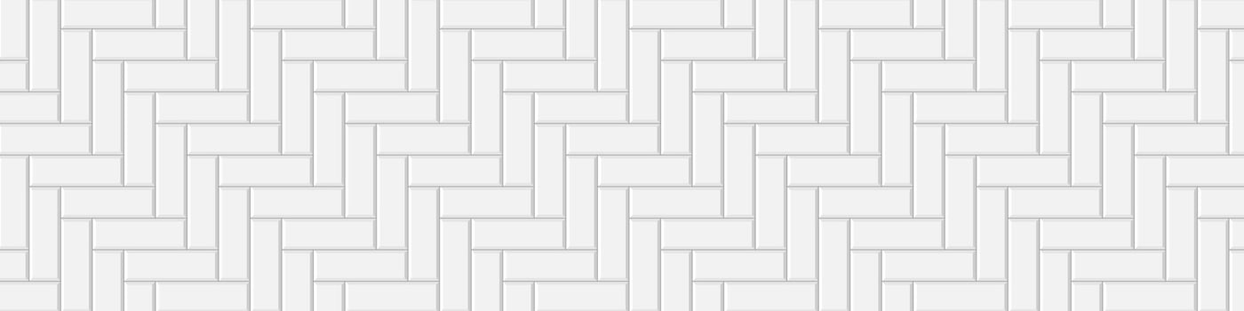 White herringbone metro tile seamless pattern. Kitchen backsplash or bathroom wall texture vector