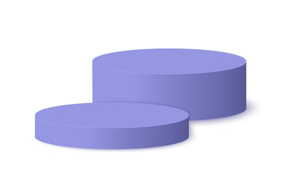 Round purple podiums. Empty pedestal mockup in trendy very peri colors for product presentation. Clean circular showcase platforms vector