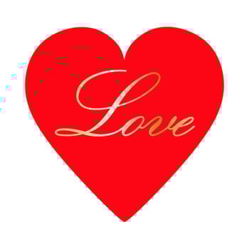 Happy Valentine's Day. Big red heart with gold text love. vector