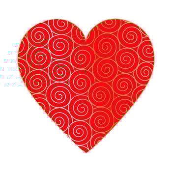 Happy Valentine's Day. Big red heart with gold spirals pattern vector