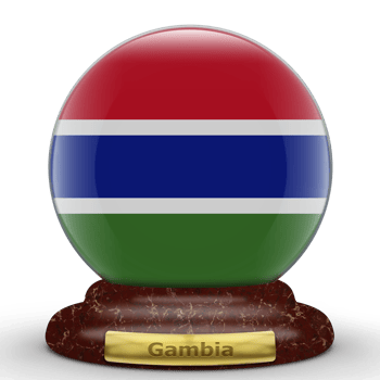 3D Flag of Gambia on a globe background. png