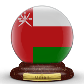 3D Flag of Oman on a globe background. png