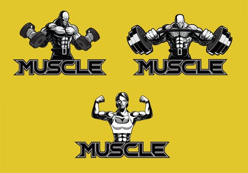 design fitness muscle logo vector
