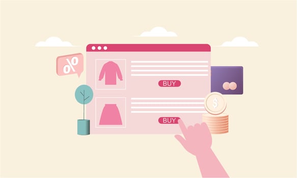 Online shopping 3d illustration, online shop, online payment and delivery concept with floating elements vector