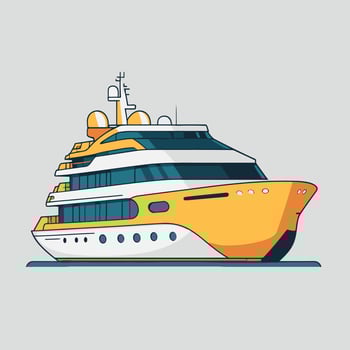 Party yacht. Marine luxury ship sailing vector illustration