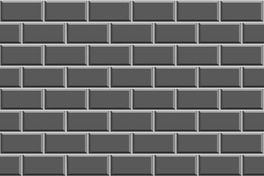 Black metro tile texture. Stone or ceramic brick wall background. Kitchen backsplash or bathroom floor decoration. Seamless pattern vector