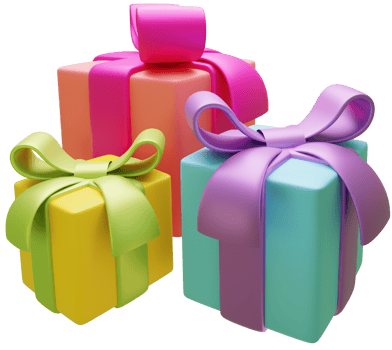 3D rendering gift boxes with colourful bows for birthday and Christmas party illustration png
