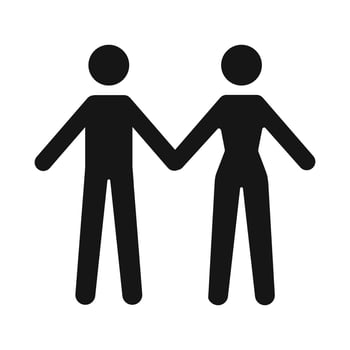 Man and woman holding hands icon. Couple in love concept vector