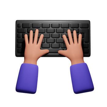 Typing hand gesture 3d illustration png
