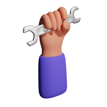 Hand holding wrench 3d illustration png