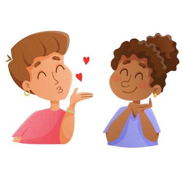 Saint Valentine day, greeting card with lesbian women couple. Romantic LGBT postcard design vector