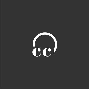 CC initial monogram logo with creative circle line design vector