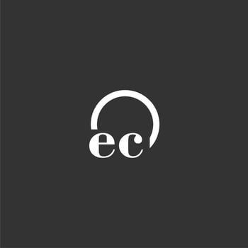 EC initial monogram logo with creative circle line design vector