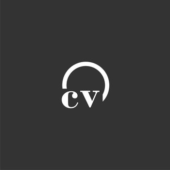 CV initial monogram logo with creative circle line design vector