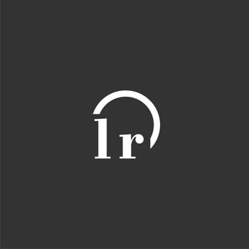 LR initial monogram logo with creative circle line design vector