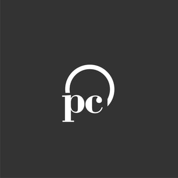 PC initial monogram logo with creative circle line design vector